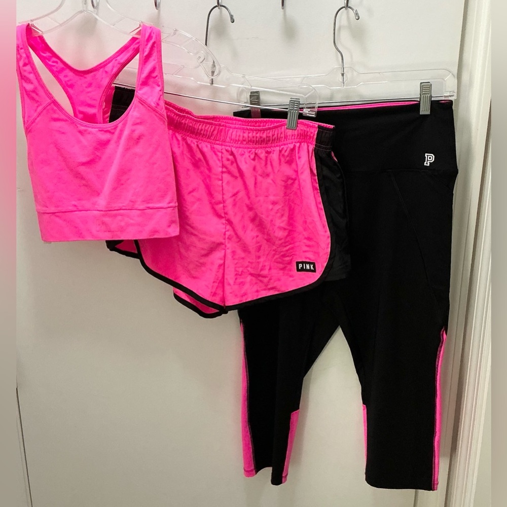 Pink VS Pink and Black Activewear Set